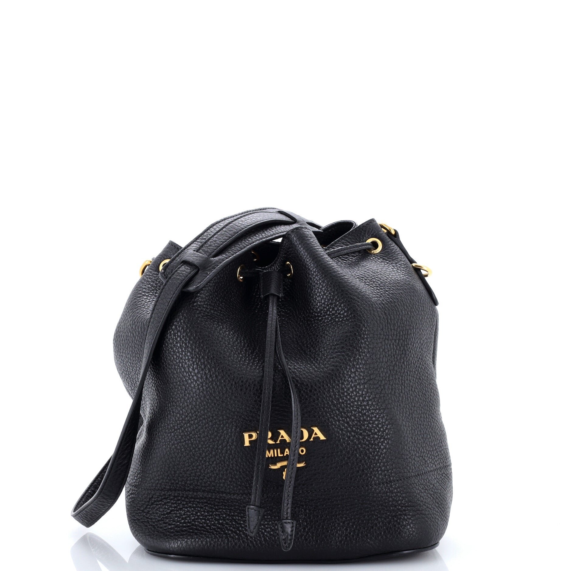 Dual Strap Top Handle Bucket Bag Vitello Daino Small