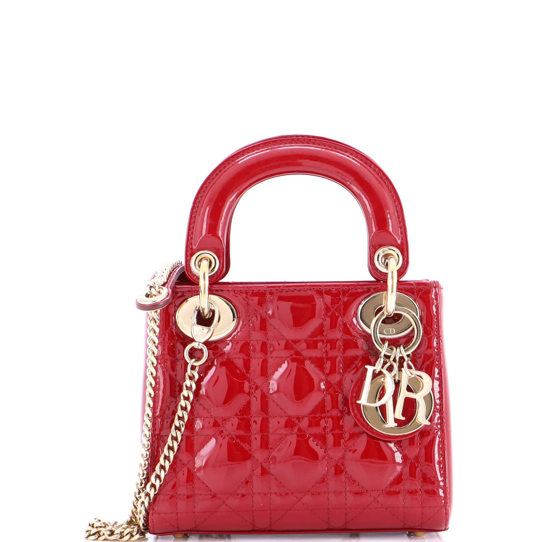 Dior Lady Dior Chain Bag Cannage Quilt Patent Mini