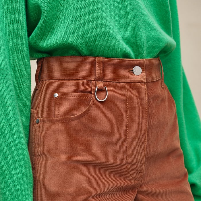 Marron Fauve High-waisted Straight Leg Pants