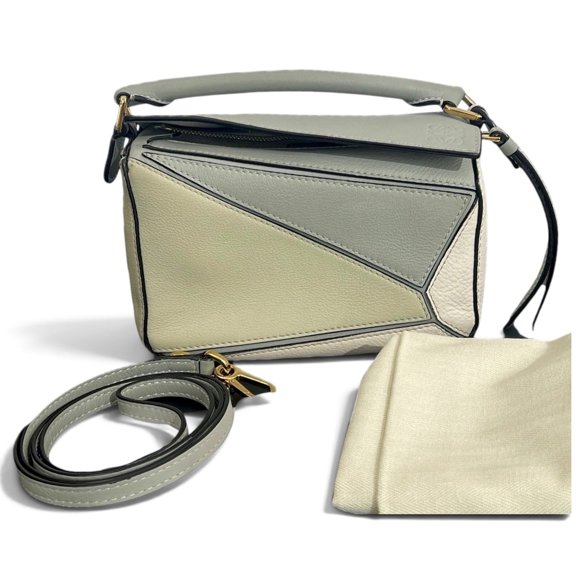 Puzzle leather handbag