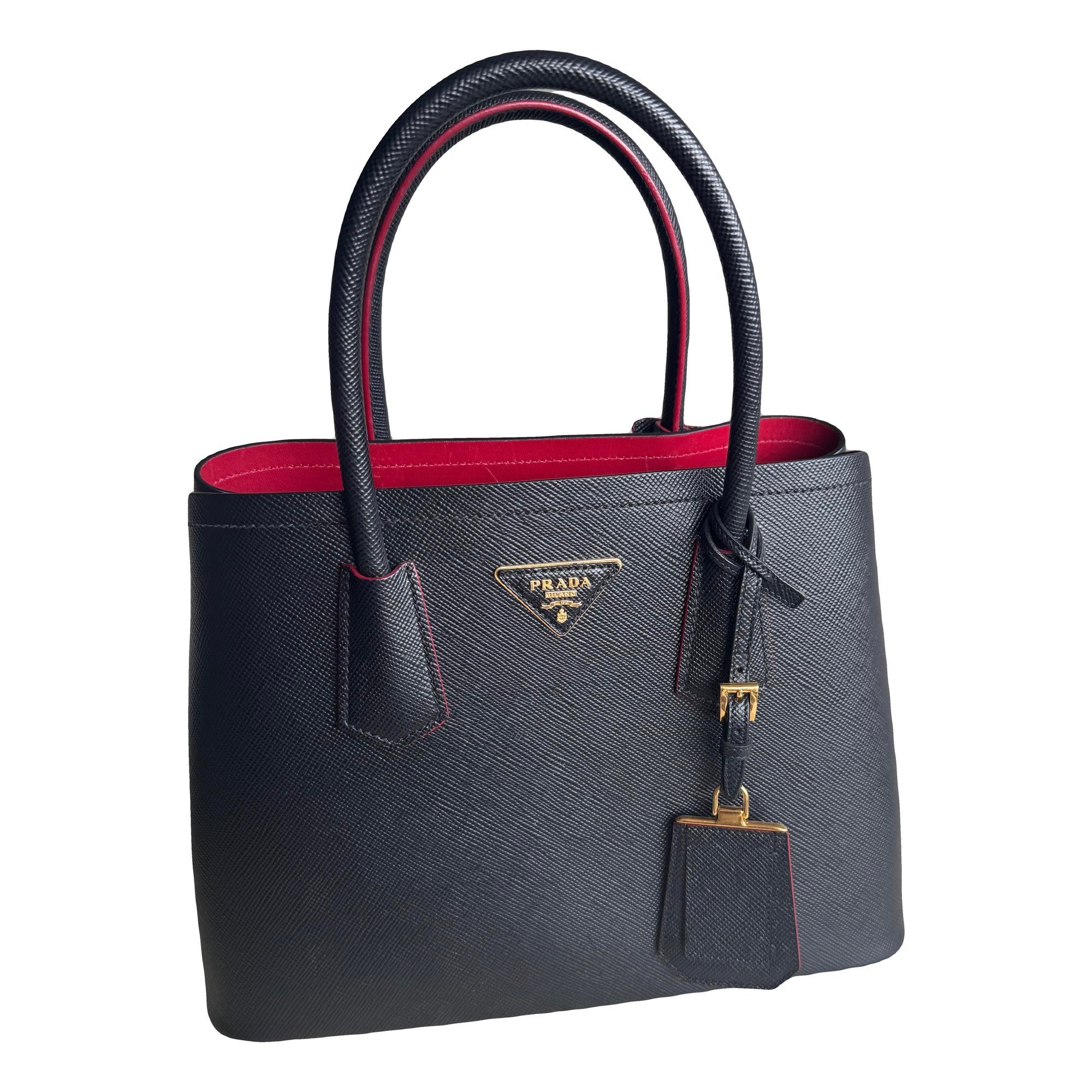 Double leather handbag