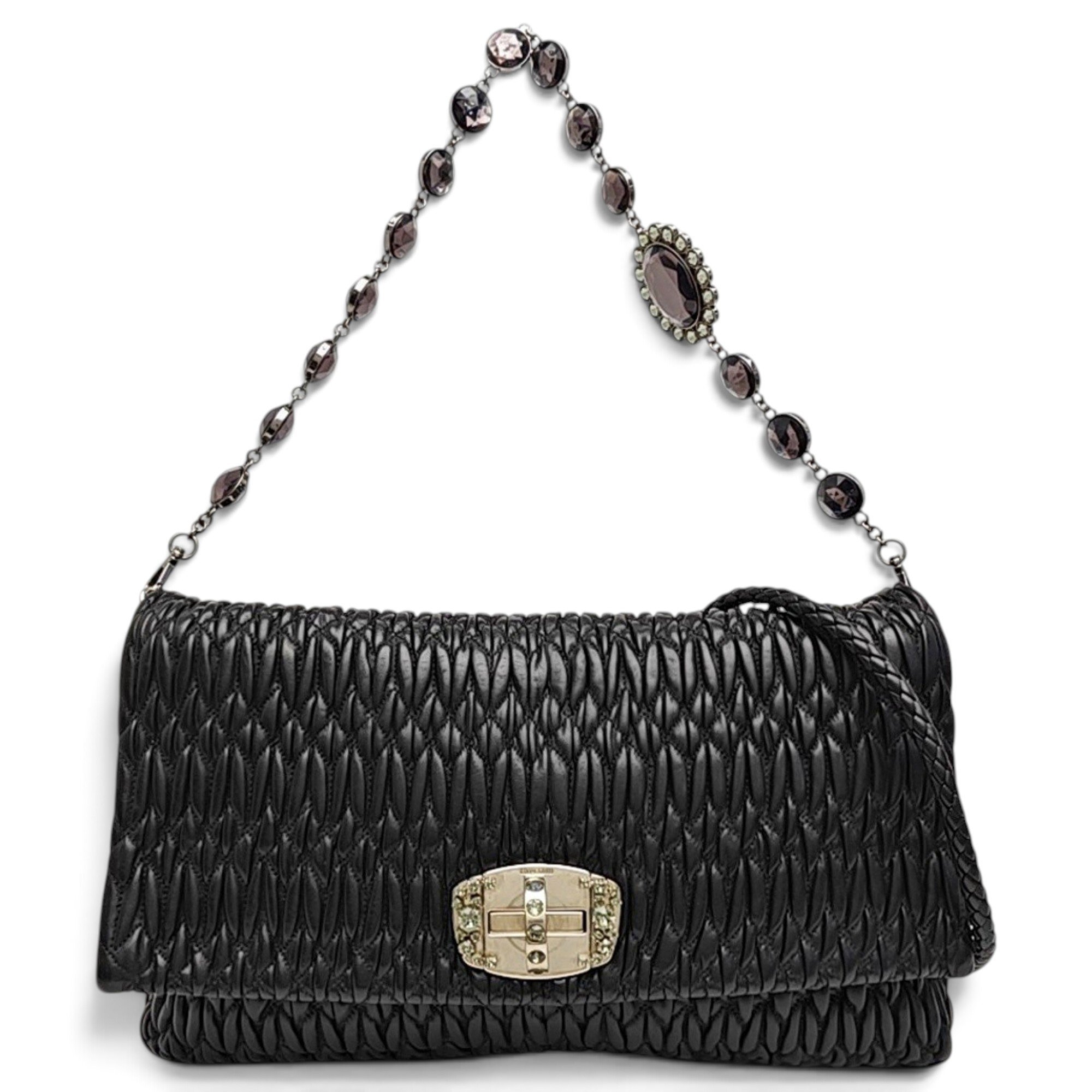 Miu Crystal leather handbag
