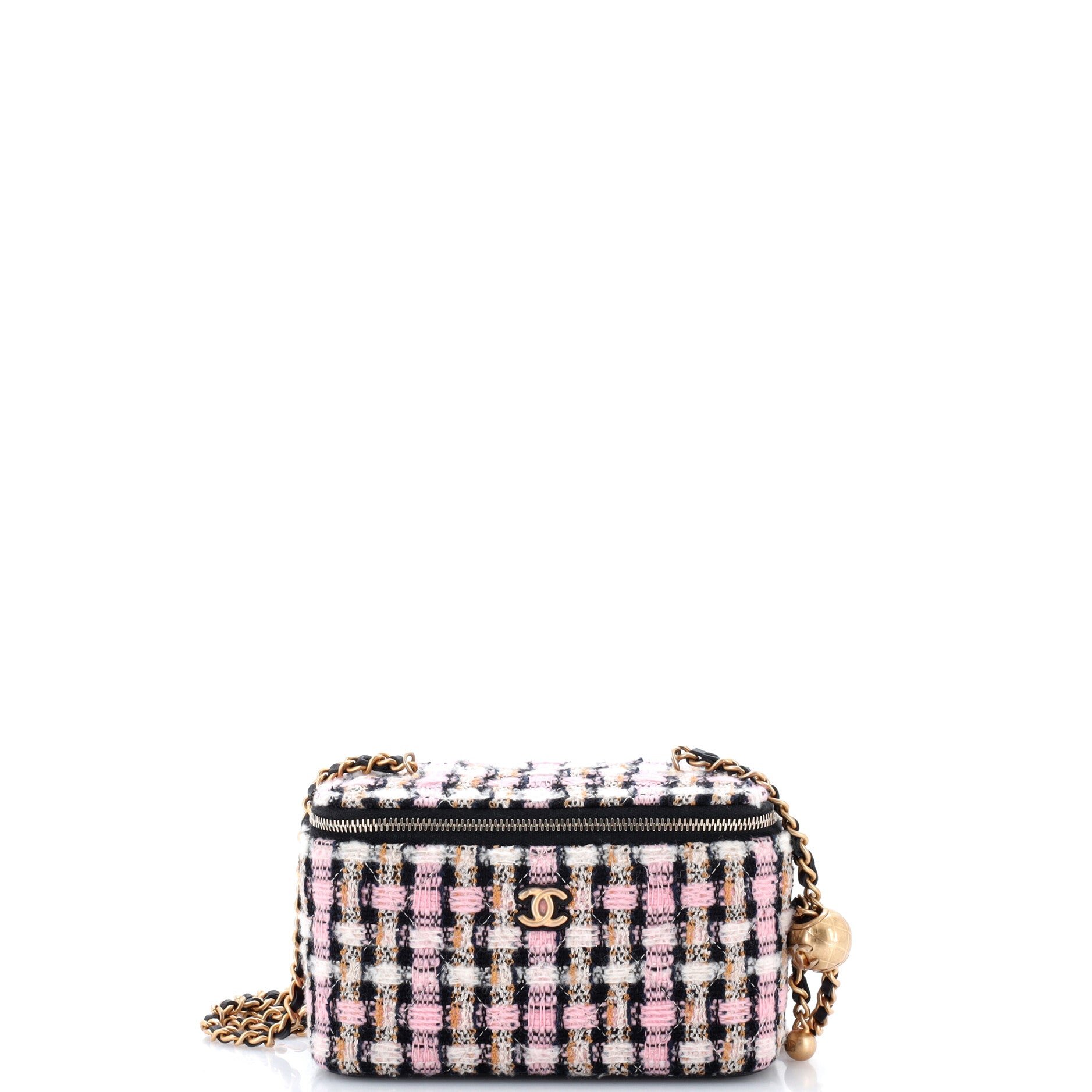 Classic Vanity Case with Chain Quilted Tweed Small