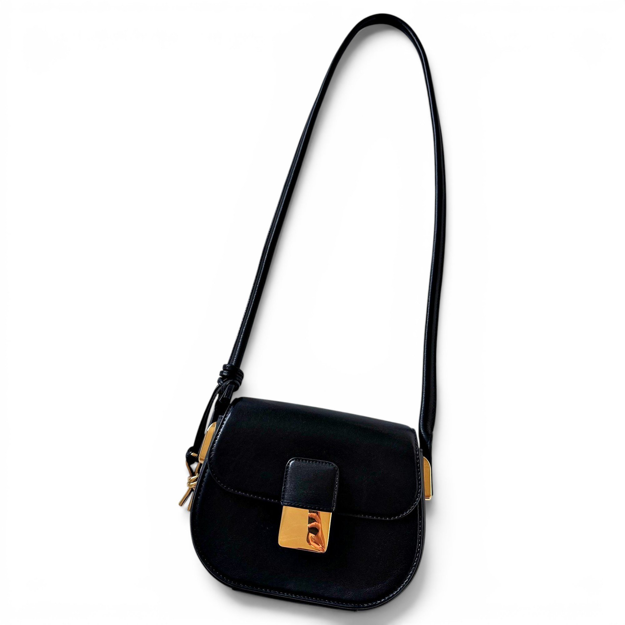 Clip leather handbag
