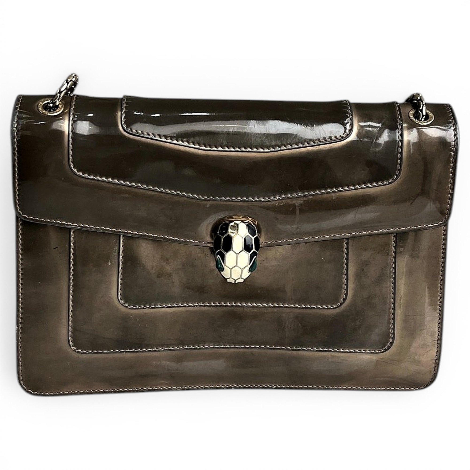 Serpenti patent leather handbag