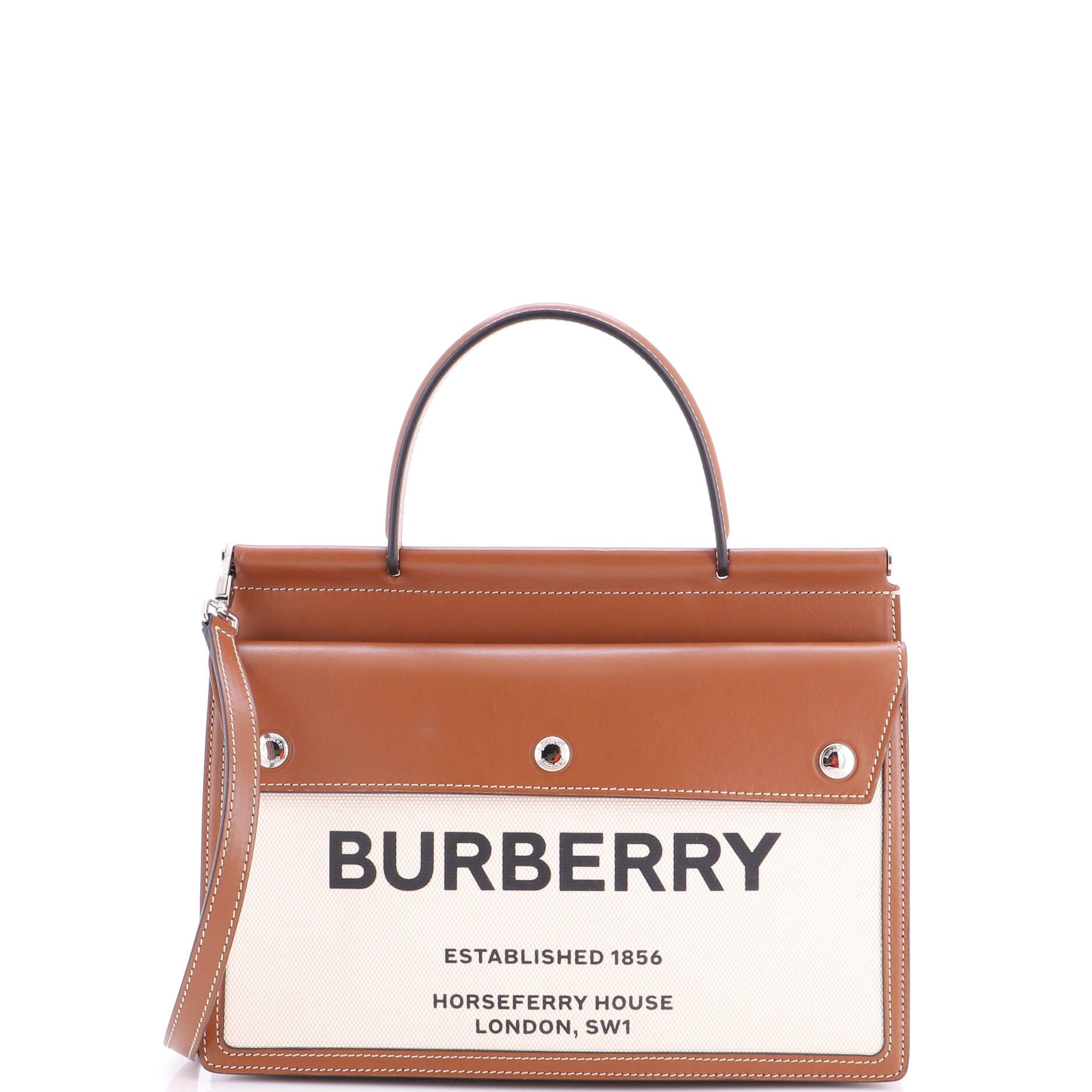 Title Pocket Bag Horseferry Print Canvas with Leather Small