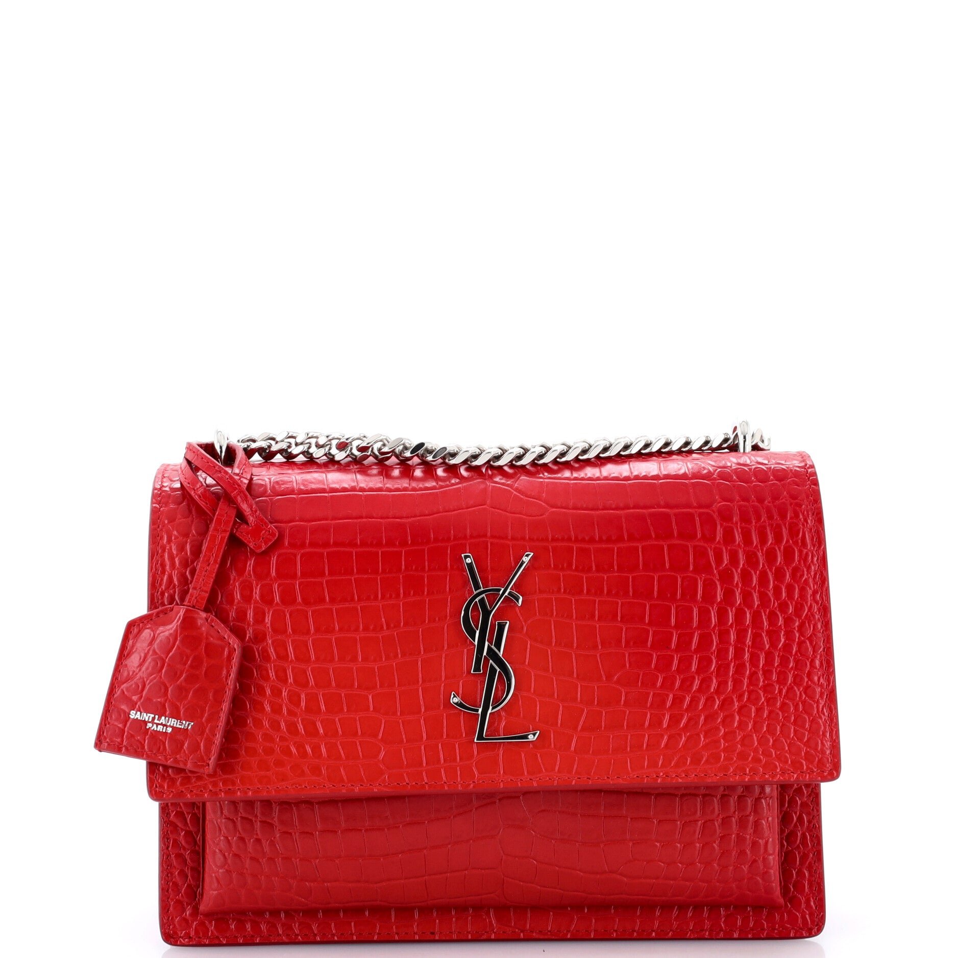 Sunset Crossbody Bag Crocodile Embossed Leather Medium