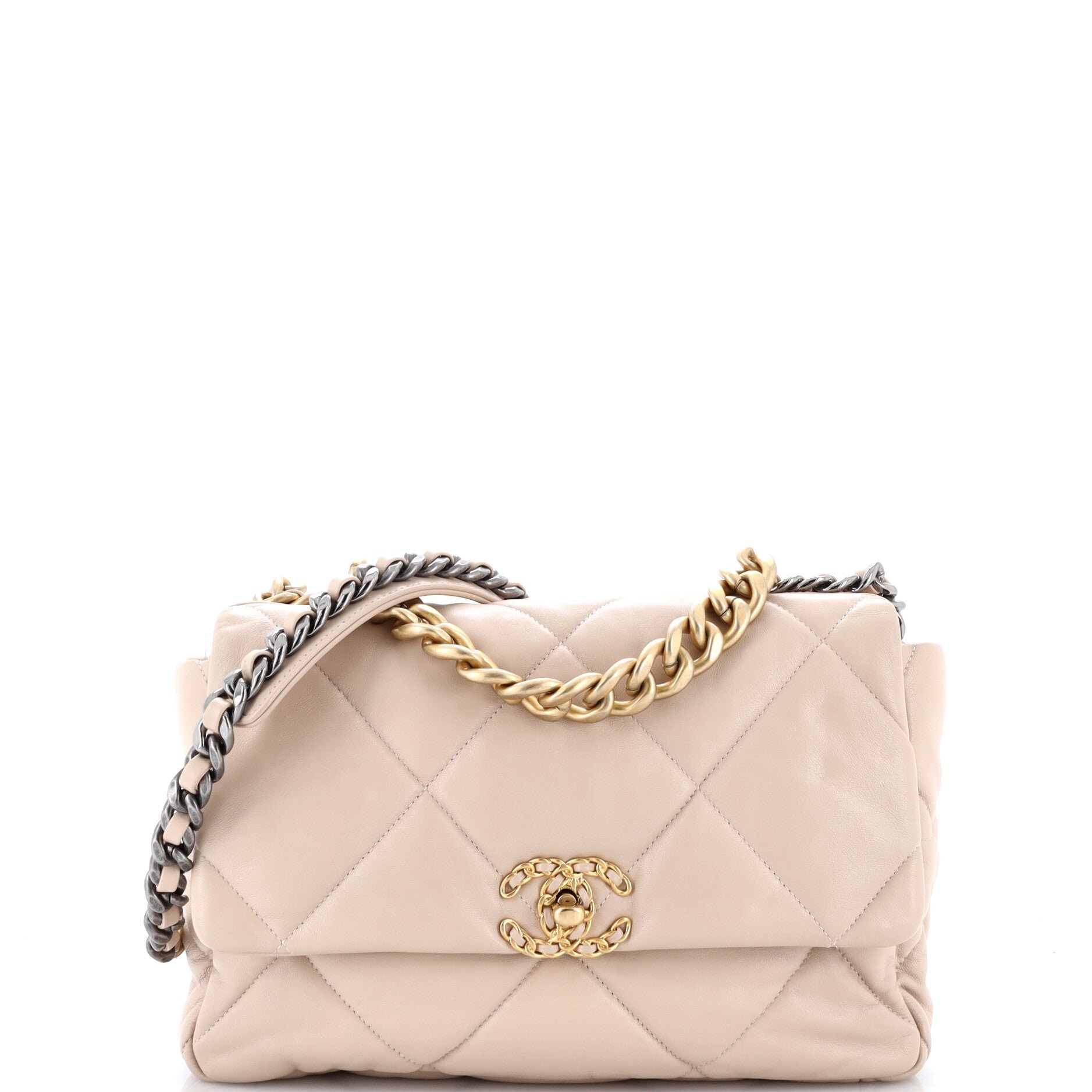 19 Flap Bag Quilted Leather Large