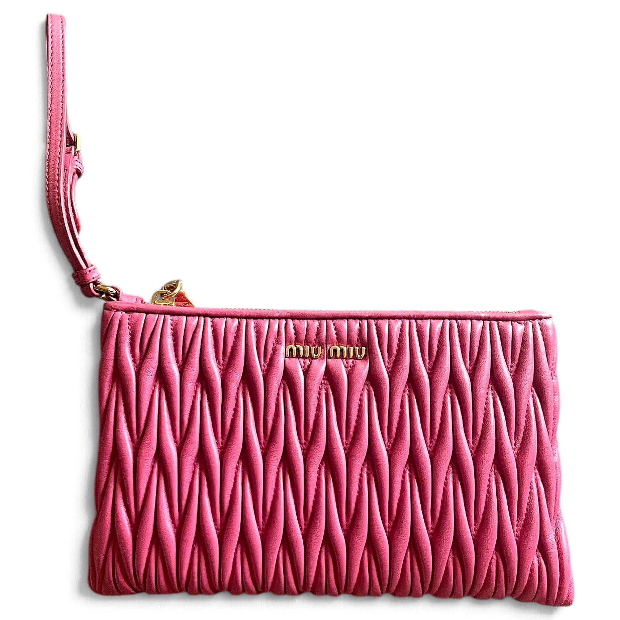 Matelassé leather clutch bag