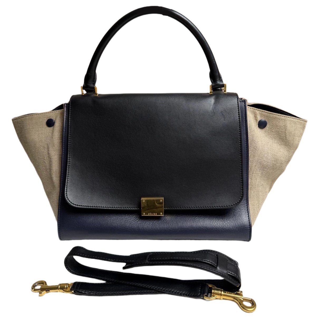 Trapèze leather handbag