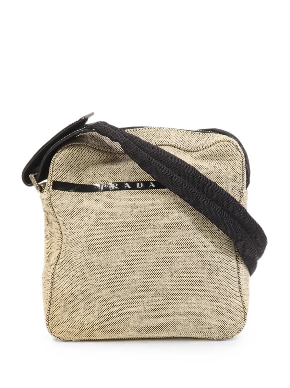 logo-patch canvas shoulder bag