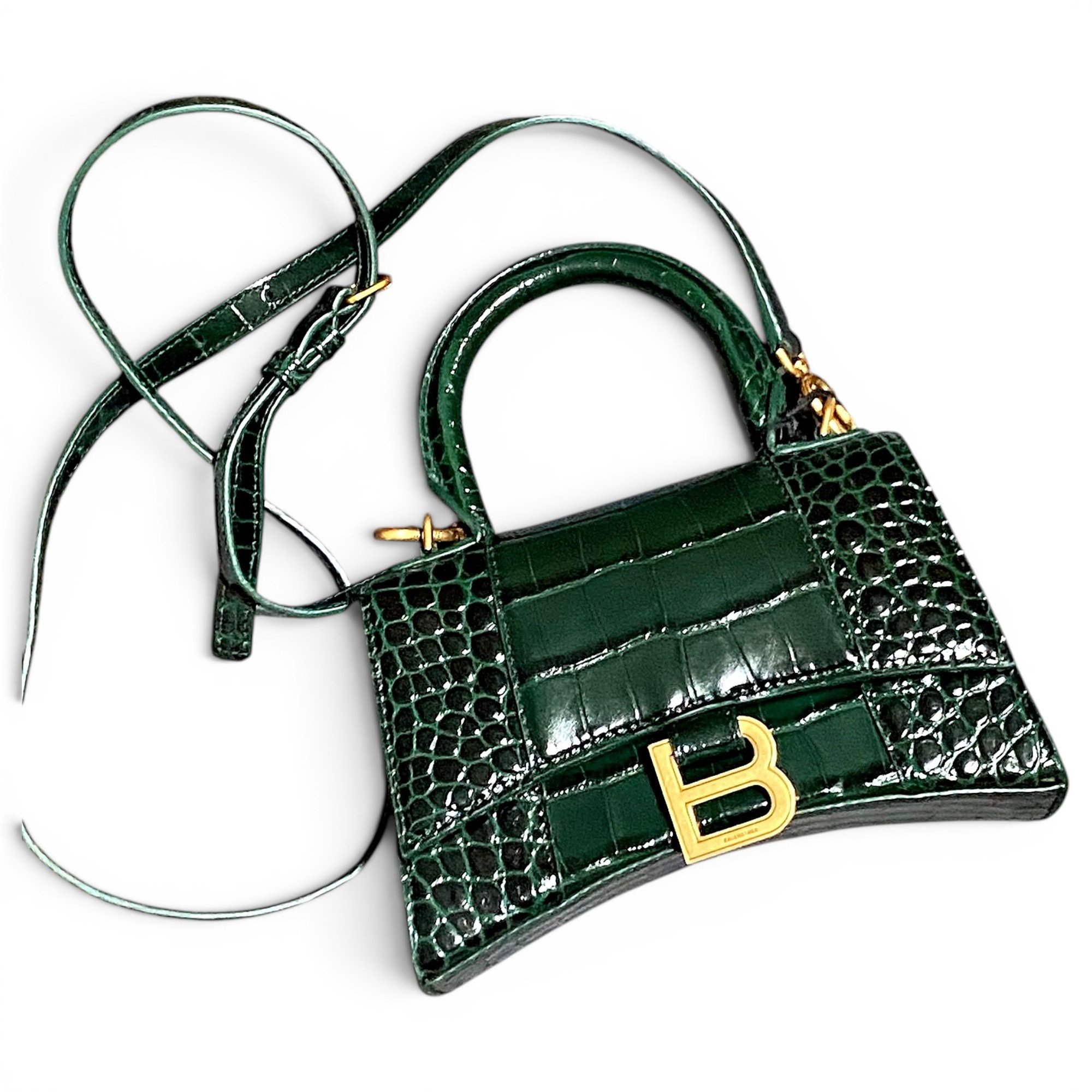 Hourglass leather handbag