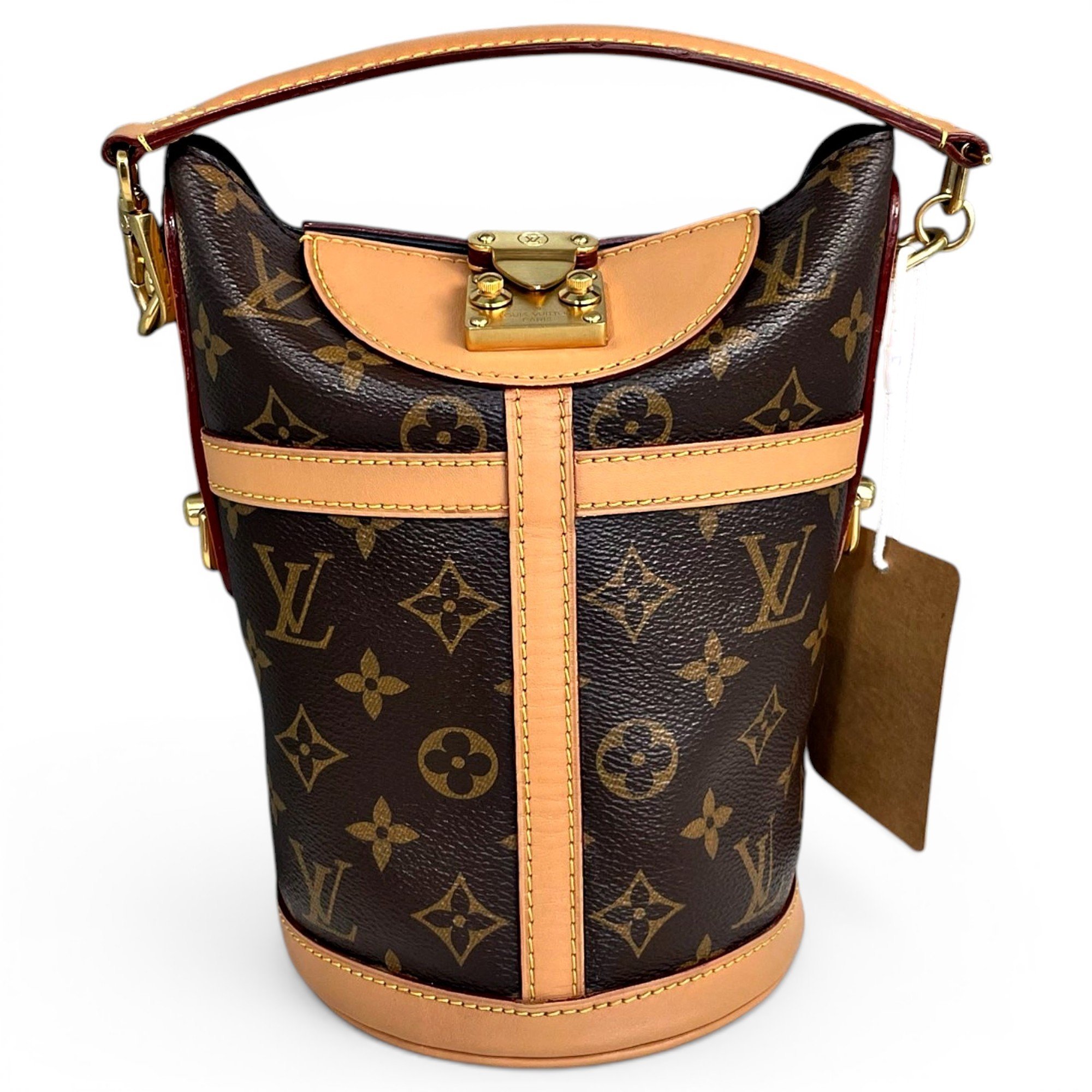 Duffle leather handbag