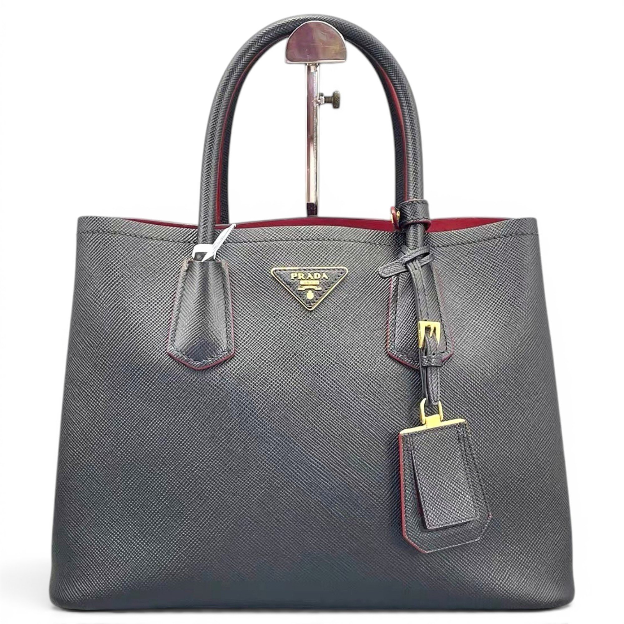 Double leather handbag