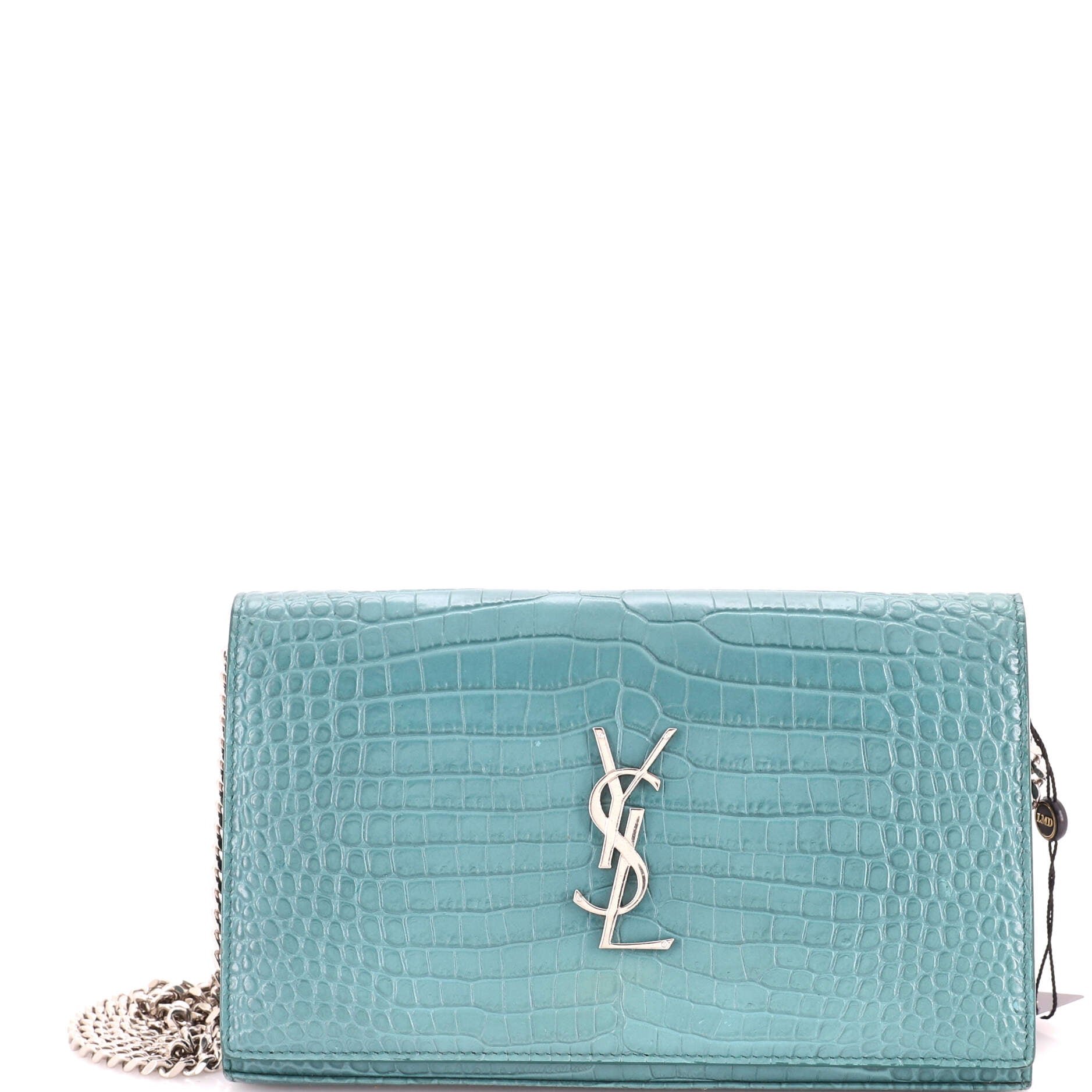 Classic Monogram Wallet on Chain Crocodile Embossed Leather Small