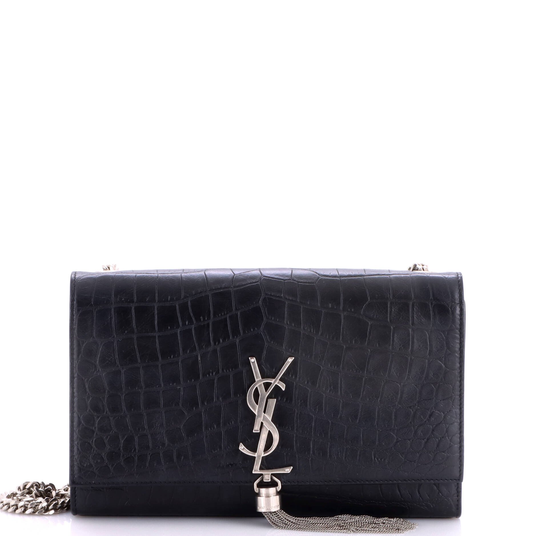 Classic Monogram Tassel Crossbody Bag Crocodile Embossed Leather Medium