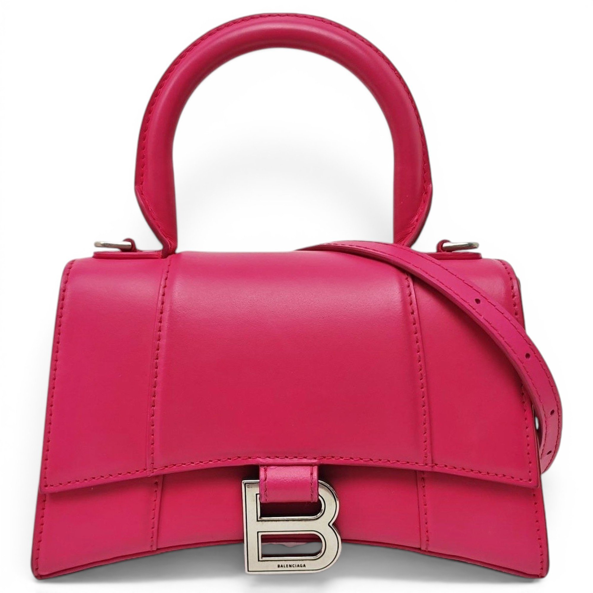 Hourglass leather handbag