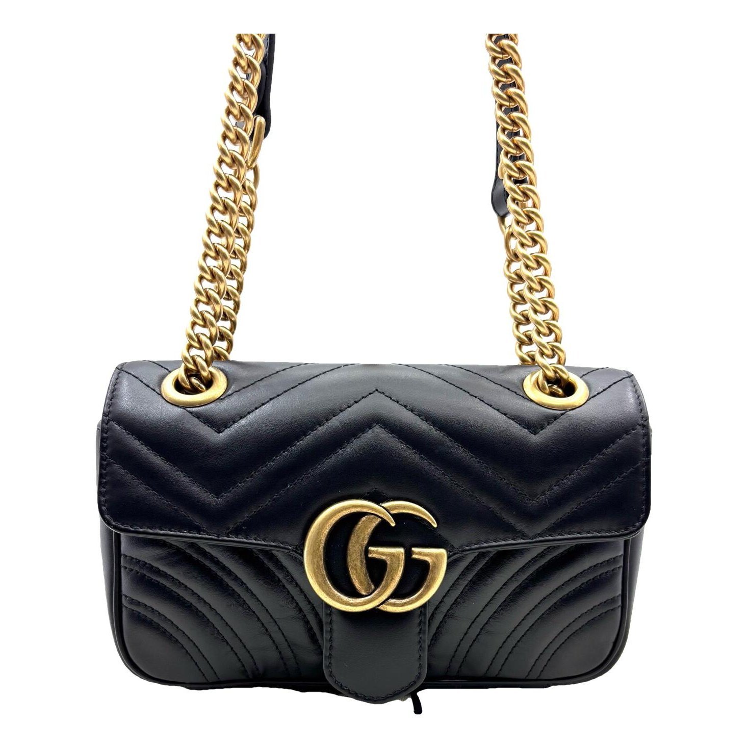 Pearly GG Marmont Chain Wallet leather crossbody bag
