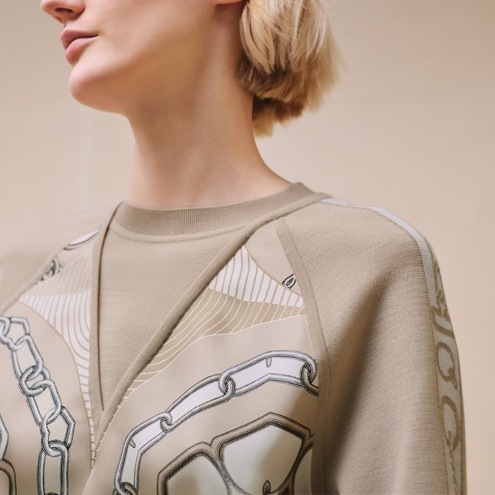 Beige Glaise "Effet Kaleidoscope" Long-sleeve Twillaine Sweater