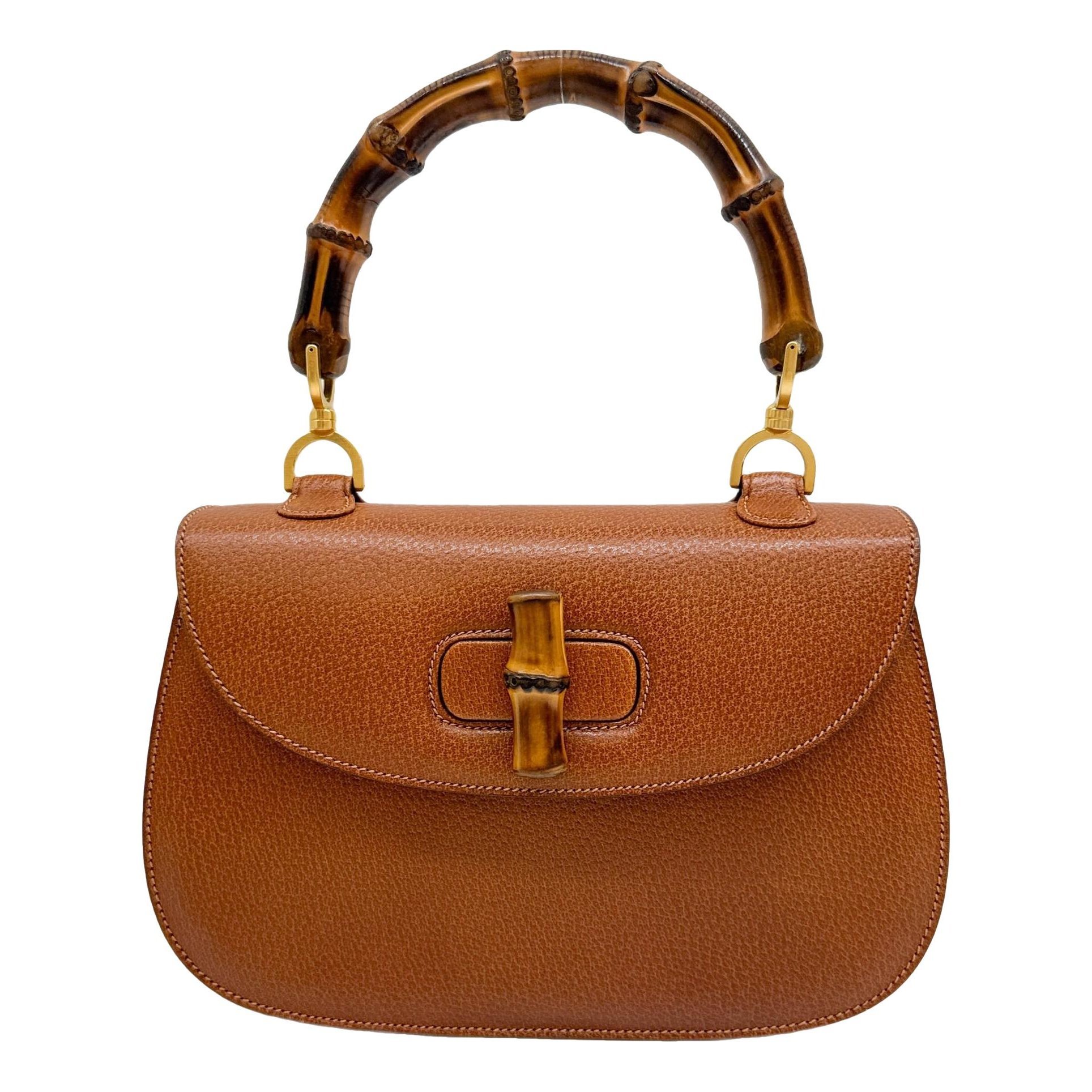 Convertible Bamboo Top Handle leather handbag