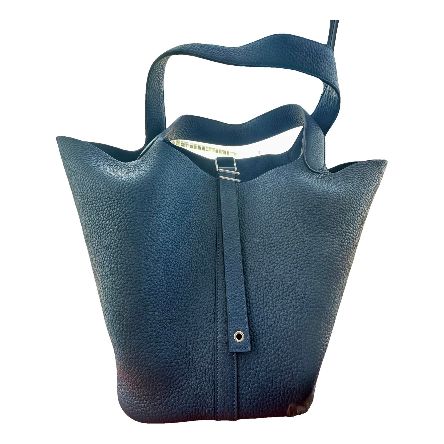 Hermes Picotin 26 Handbag Bleu Tie Togo Leather