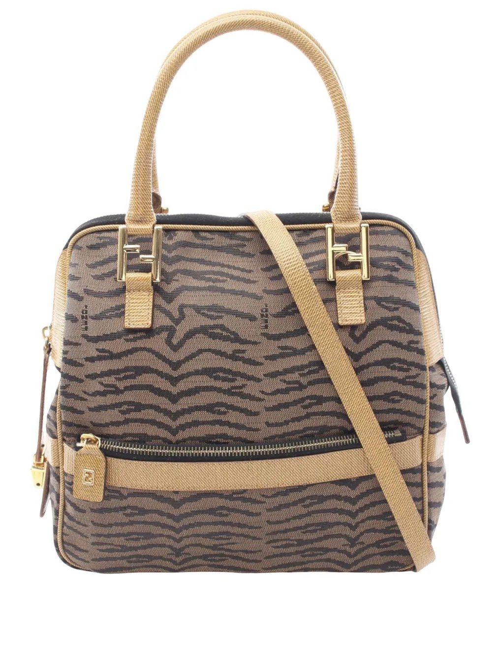 20th Century Zebra Print Canvas satchel