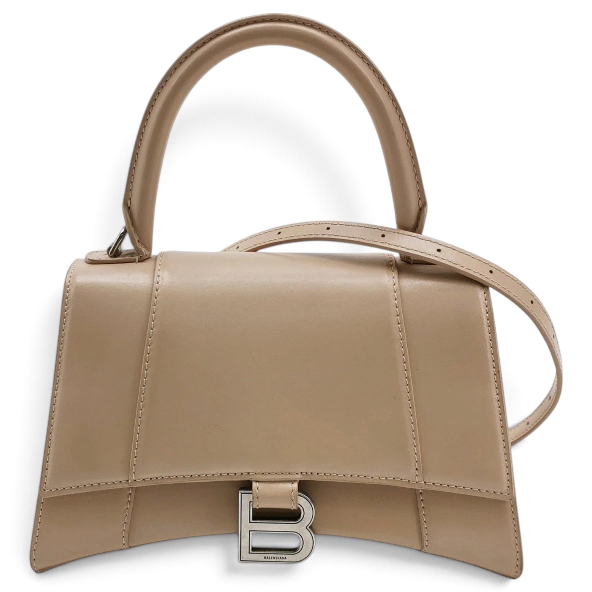 Hourglass leather handbag