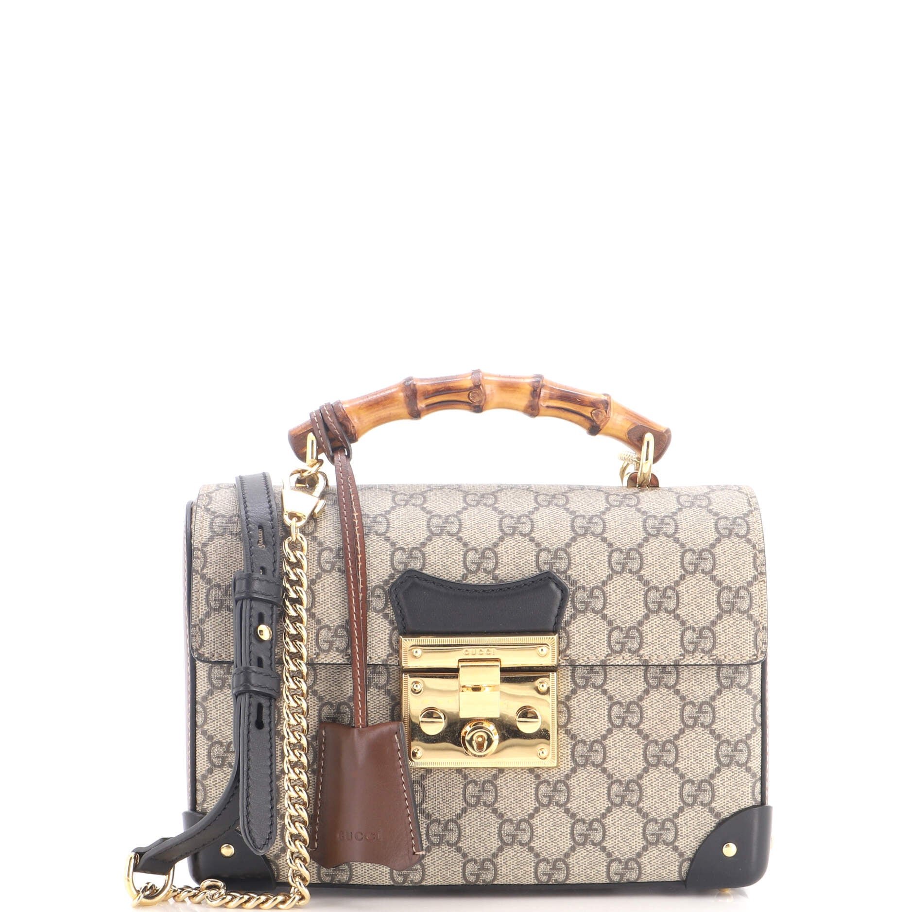 Padlock Bamboo Shoulder Bag GG Coated Canvas Small