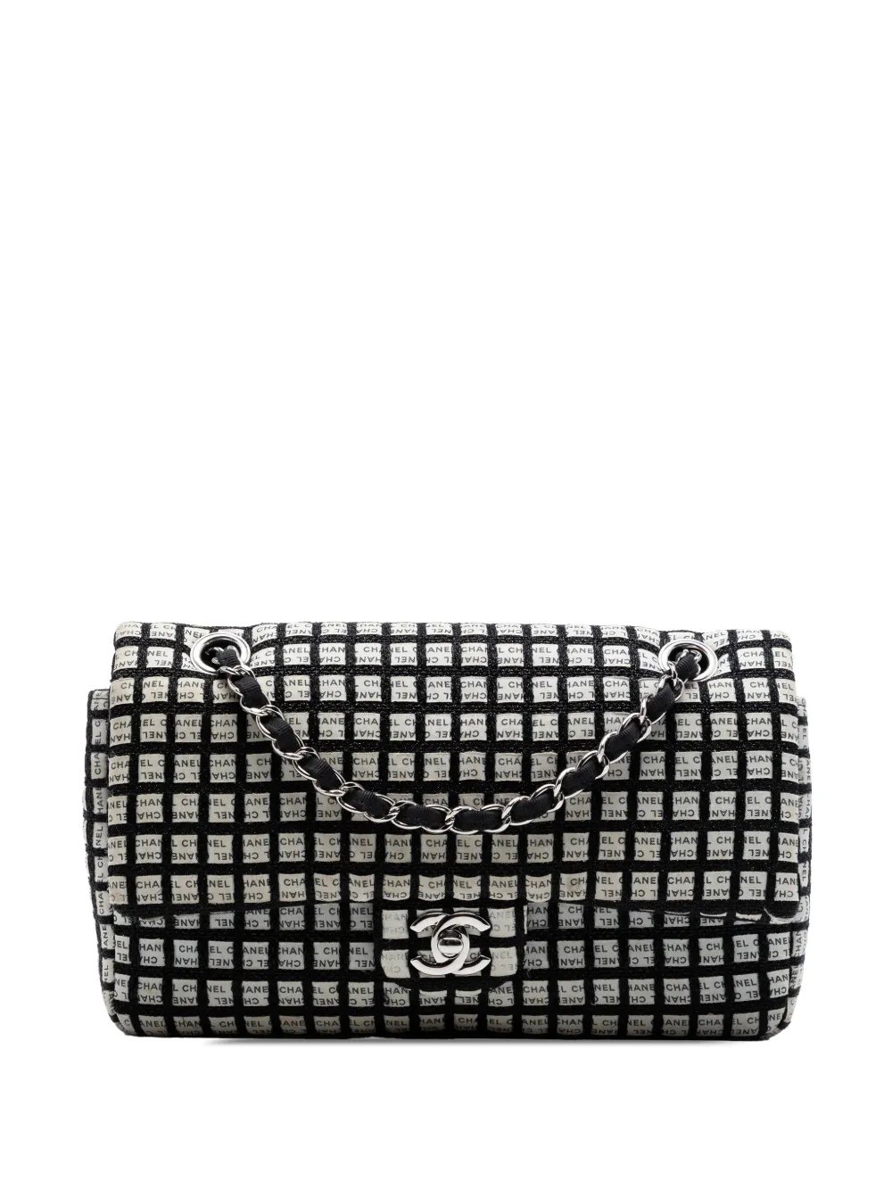 2014 Medium Classic Tweed and Ribbon Logo Double Flap shoulder bag