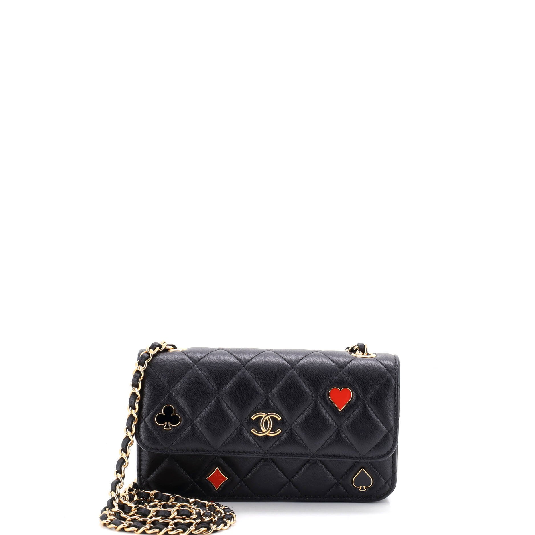Coco Casino Flap Phone Holder with Chain Quilted Lambskin