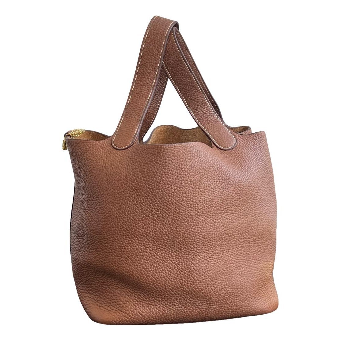 Hermes Picotin Handbag Gold Clemence Leather
