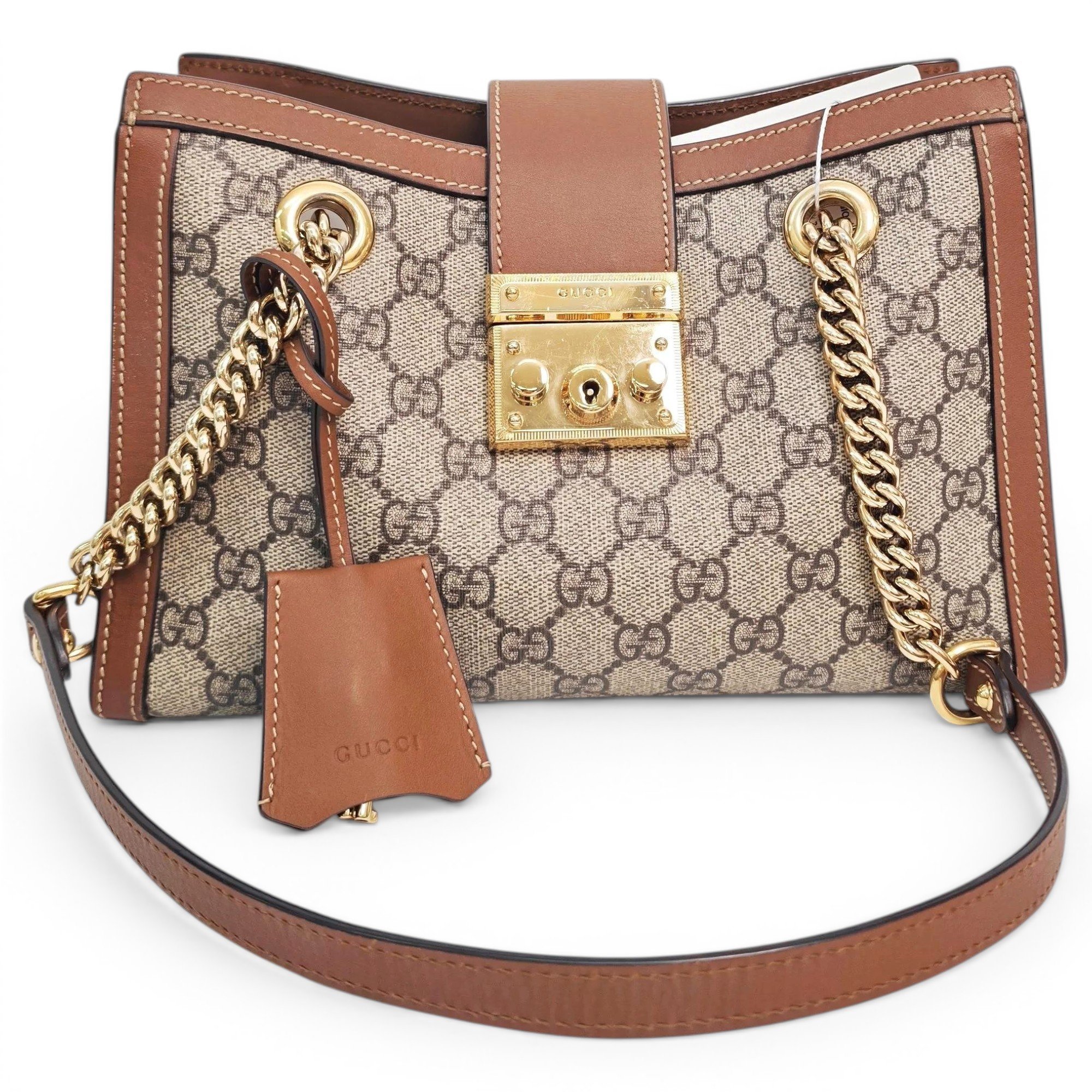 Padlock leather handbag