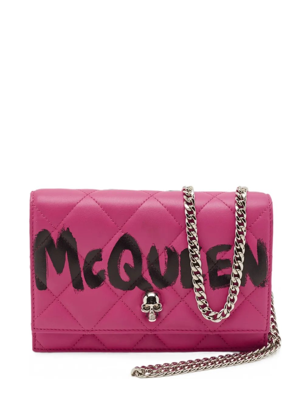 Skull logo quilted clutch bag