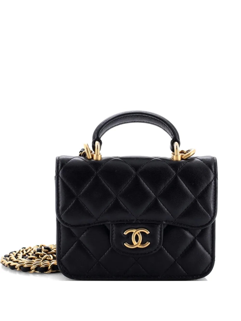 Top Handle Flap Coin Purse with Chain Quilted Lambskin crossbody bag