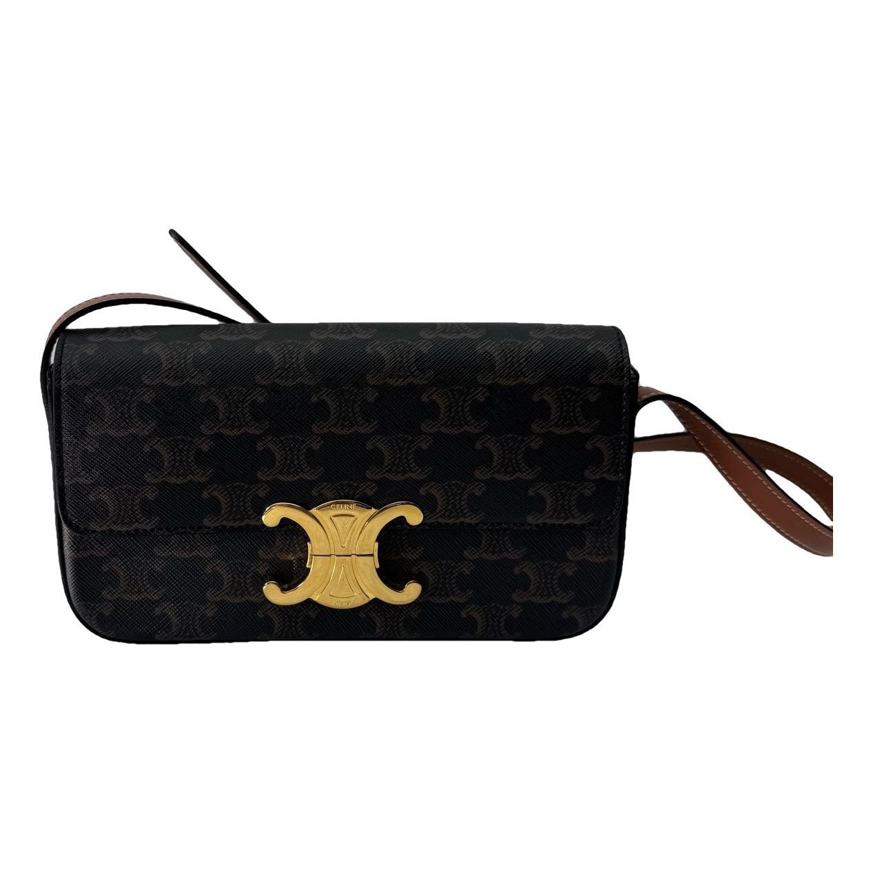 Triomphe chain leather crossbody bag
