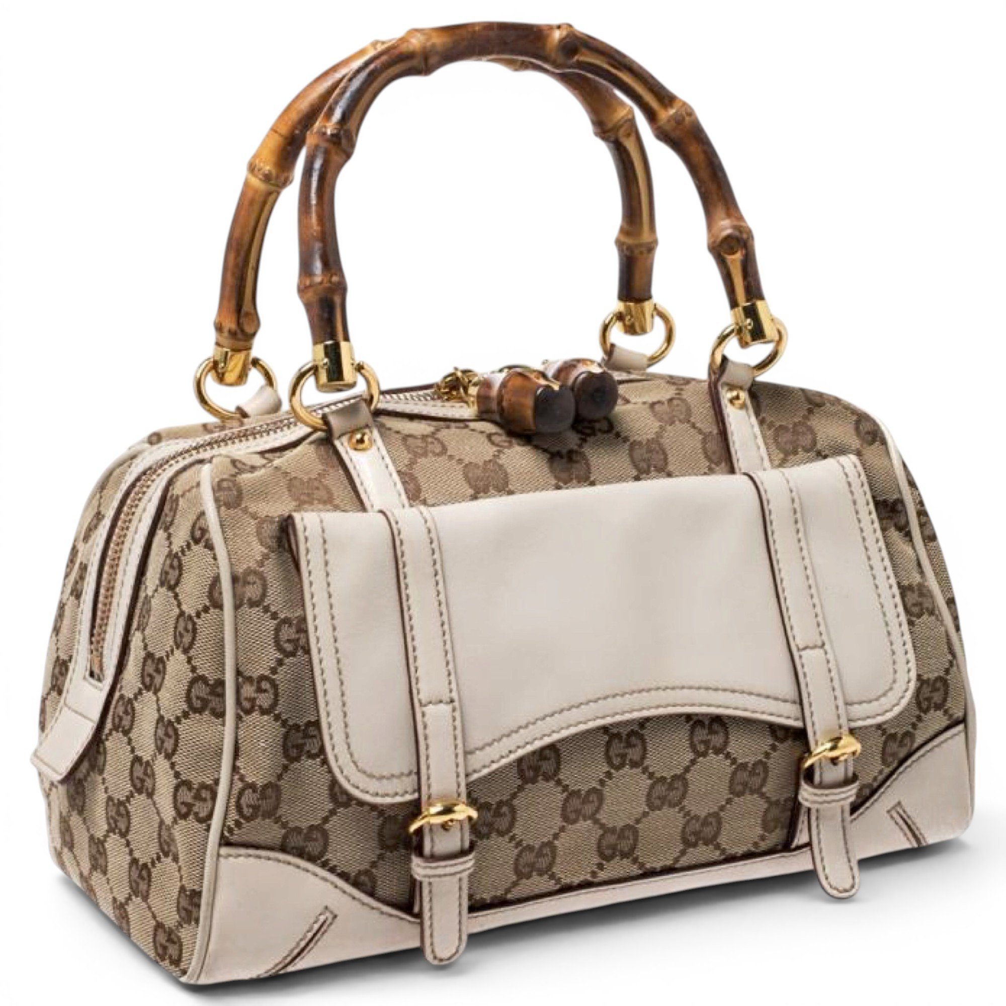 Bamboo Convertible Front Pocket leather handbag