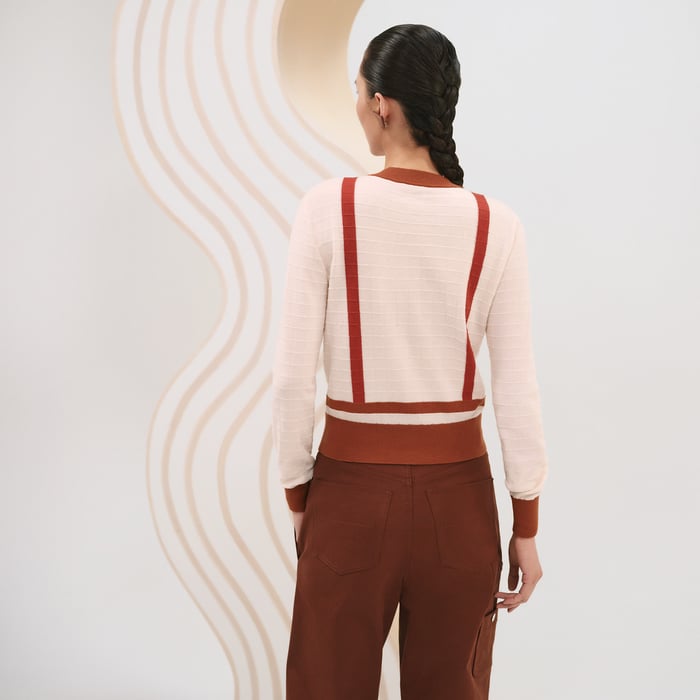 Beige Kaolin "Coaching" Long-sleeve Sweater