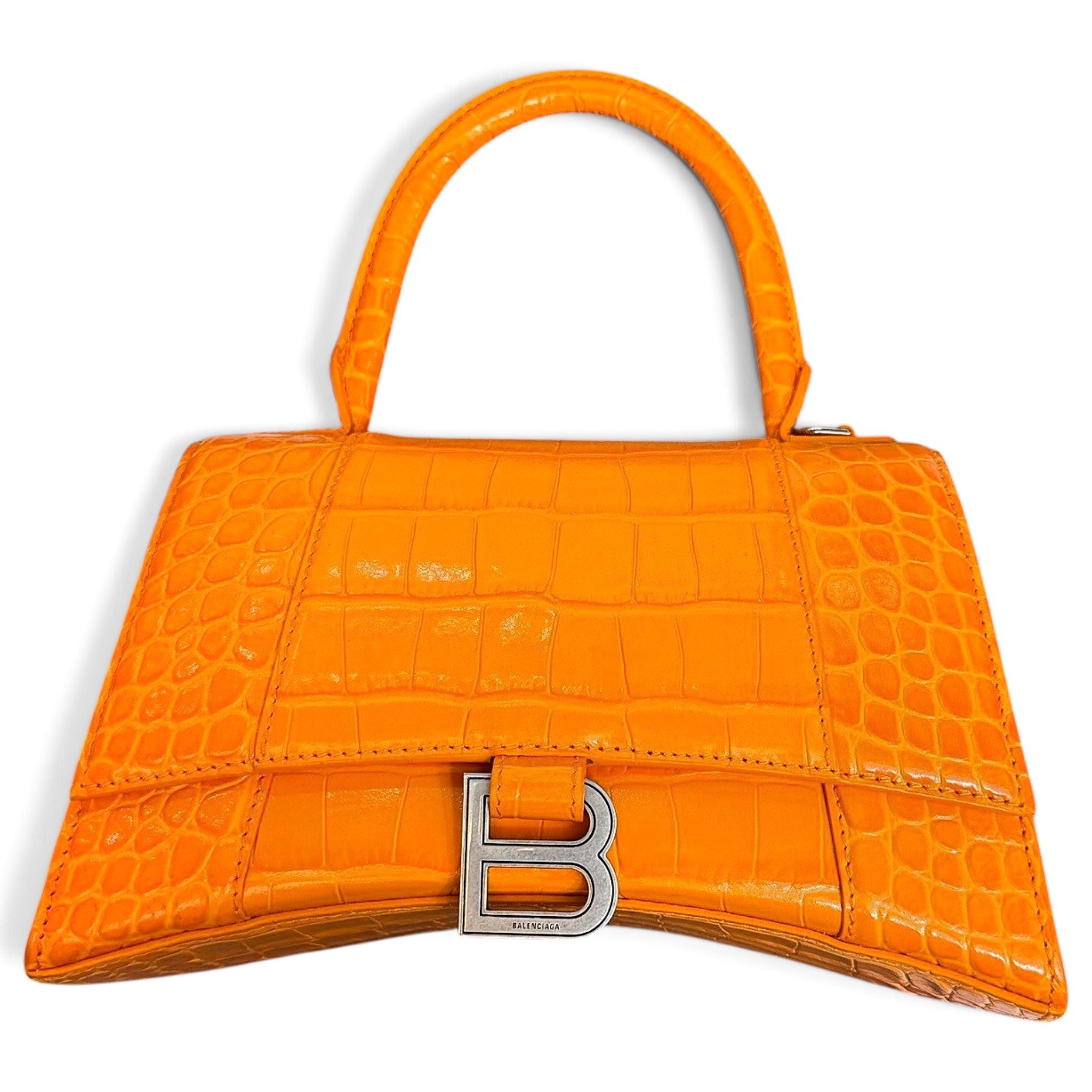 Hourglass leather handbag