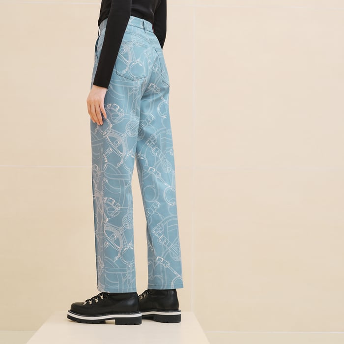 Bleu Arctique "Eperon d'Or Finesse" 5 Pocket Straight Leg Pants