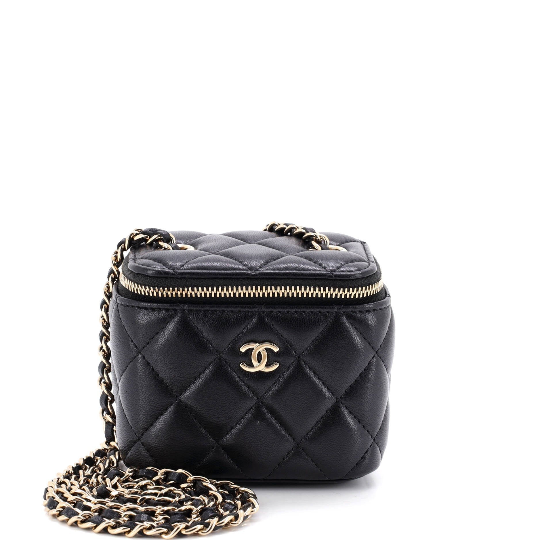 Classic Vanity Case with Chain Quilted Lambskin Mini