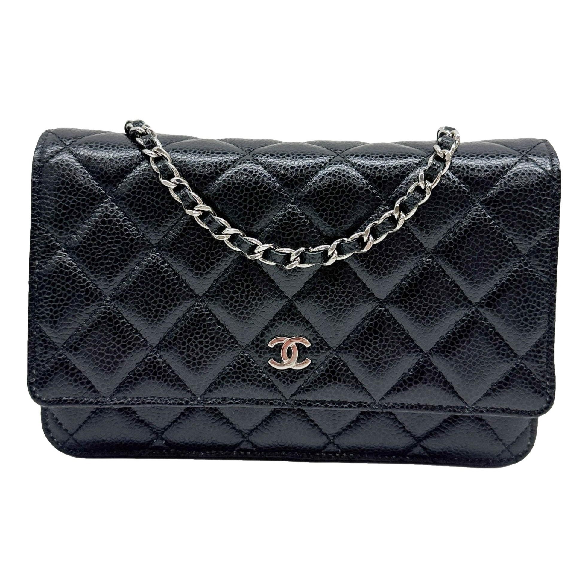 Trendy CC Wallet on Chain leather handbag