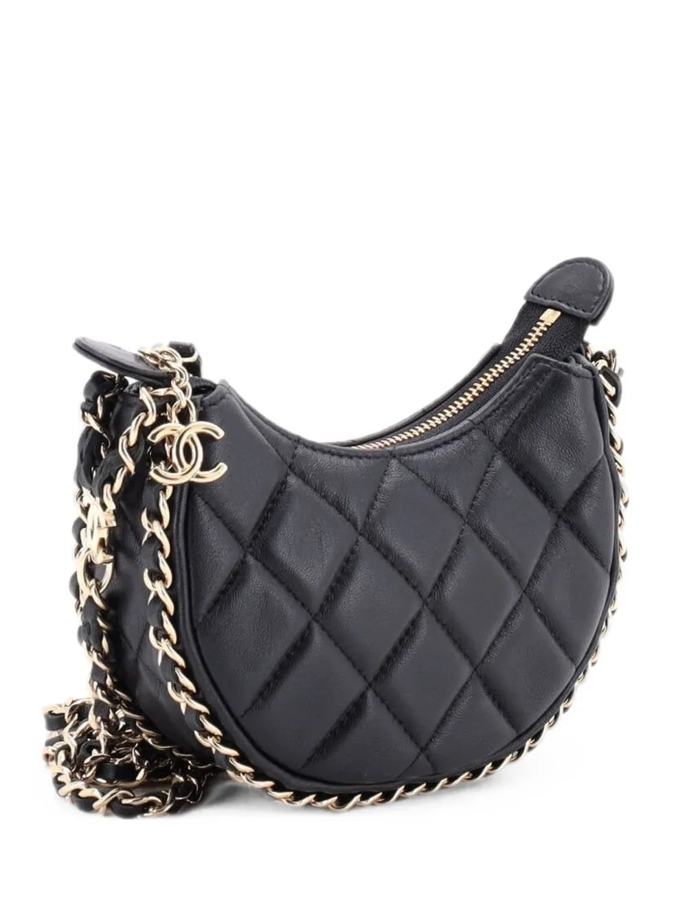 Chain Around Hook Quilted Lambskin Mini hobo bag