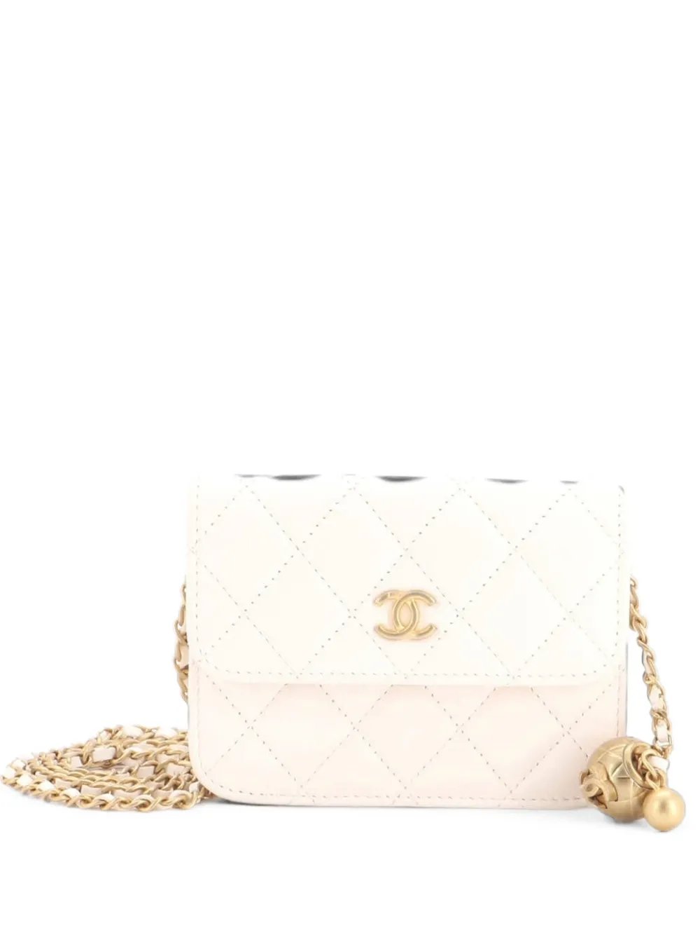 Pearl Crush Flap Clutch with Chain Quilted Lambskin Mini crossbody bag