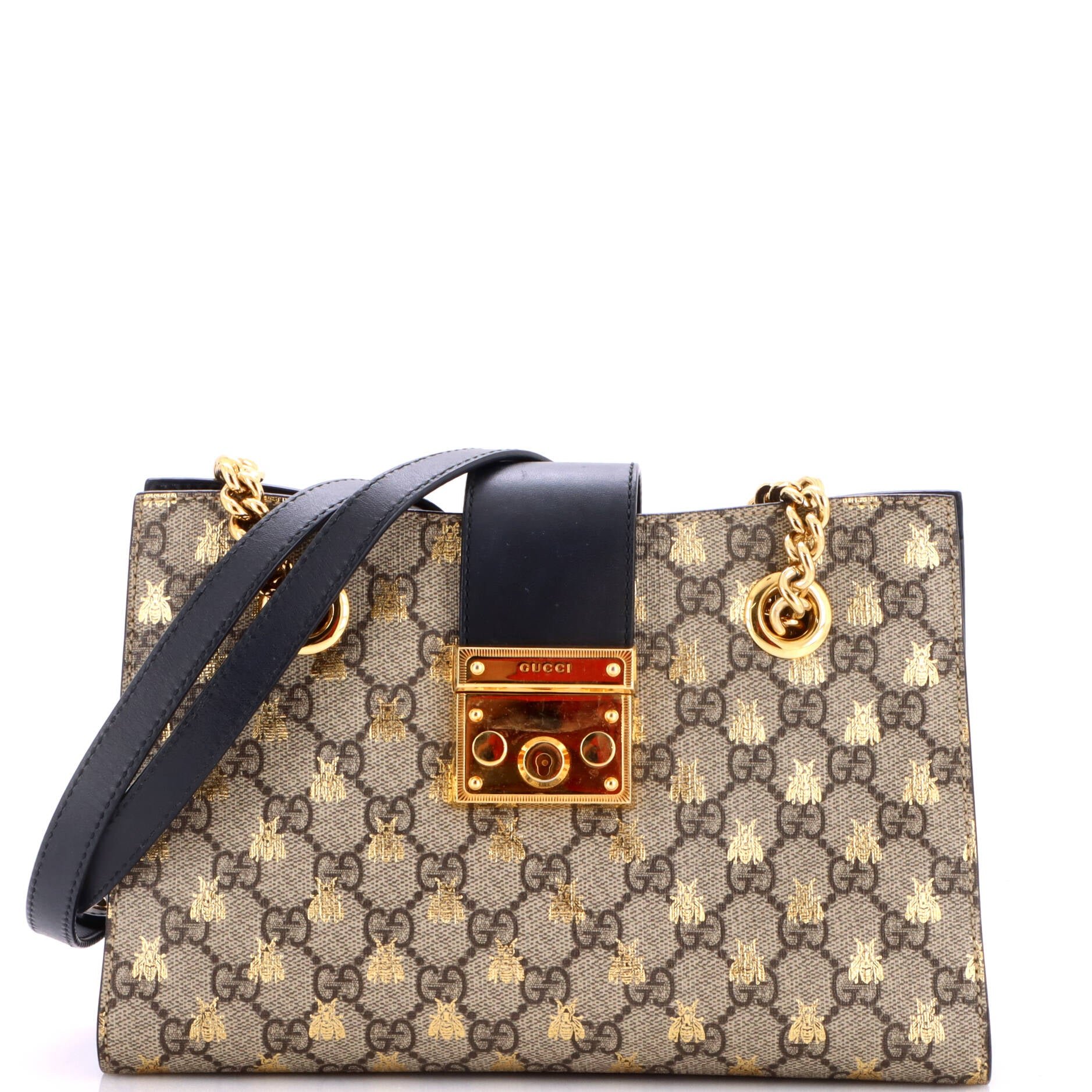 Padlock Chain Tote Printed GG Coated Canvas Small