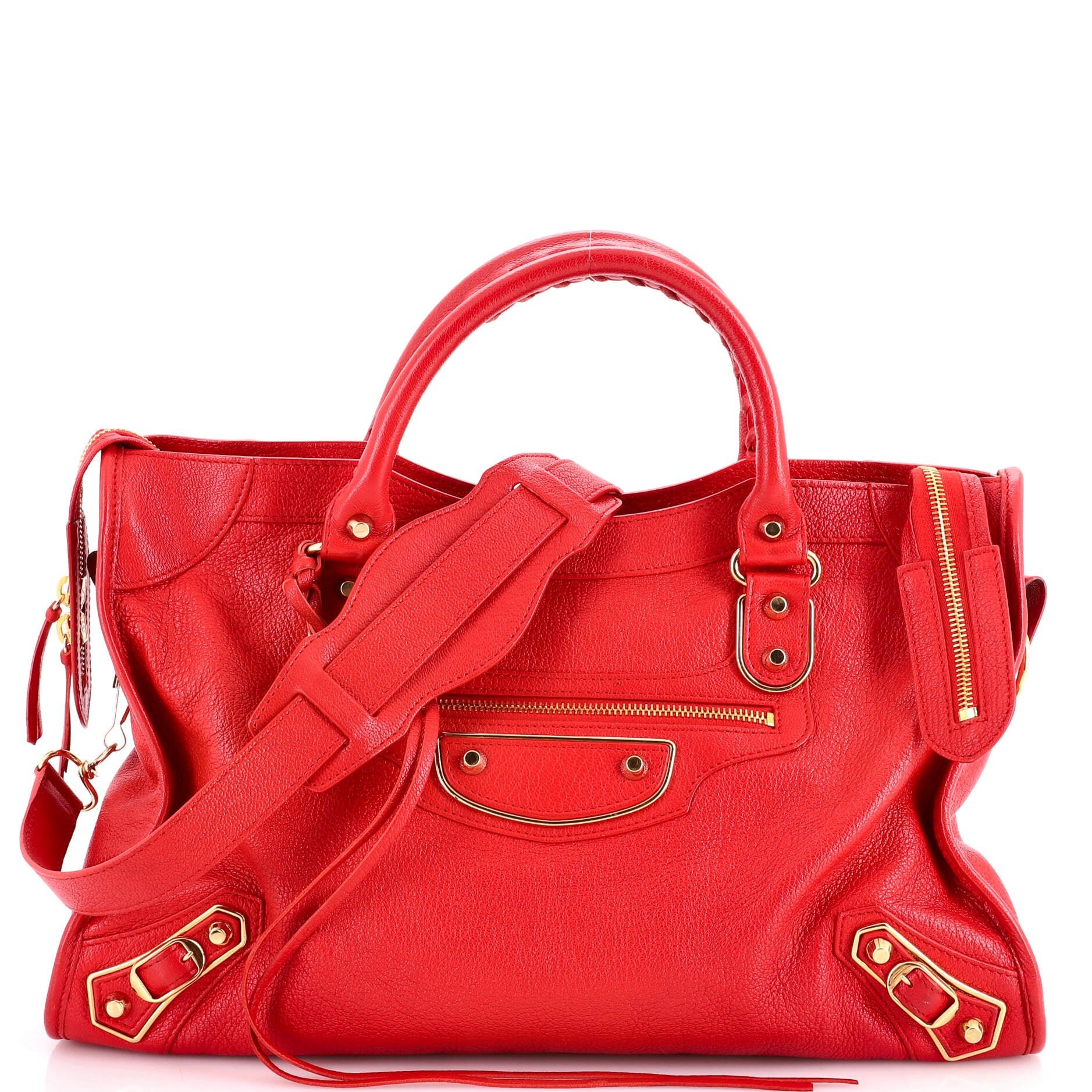 City Classic Metallic Edge Bag Leather Medium