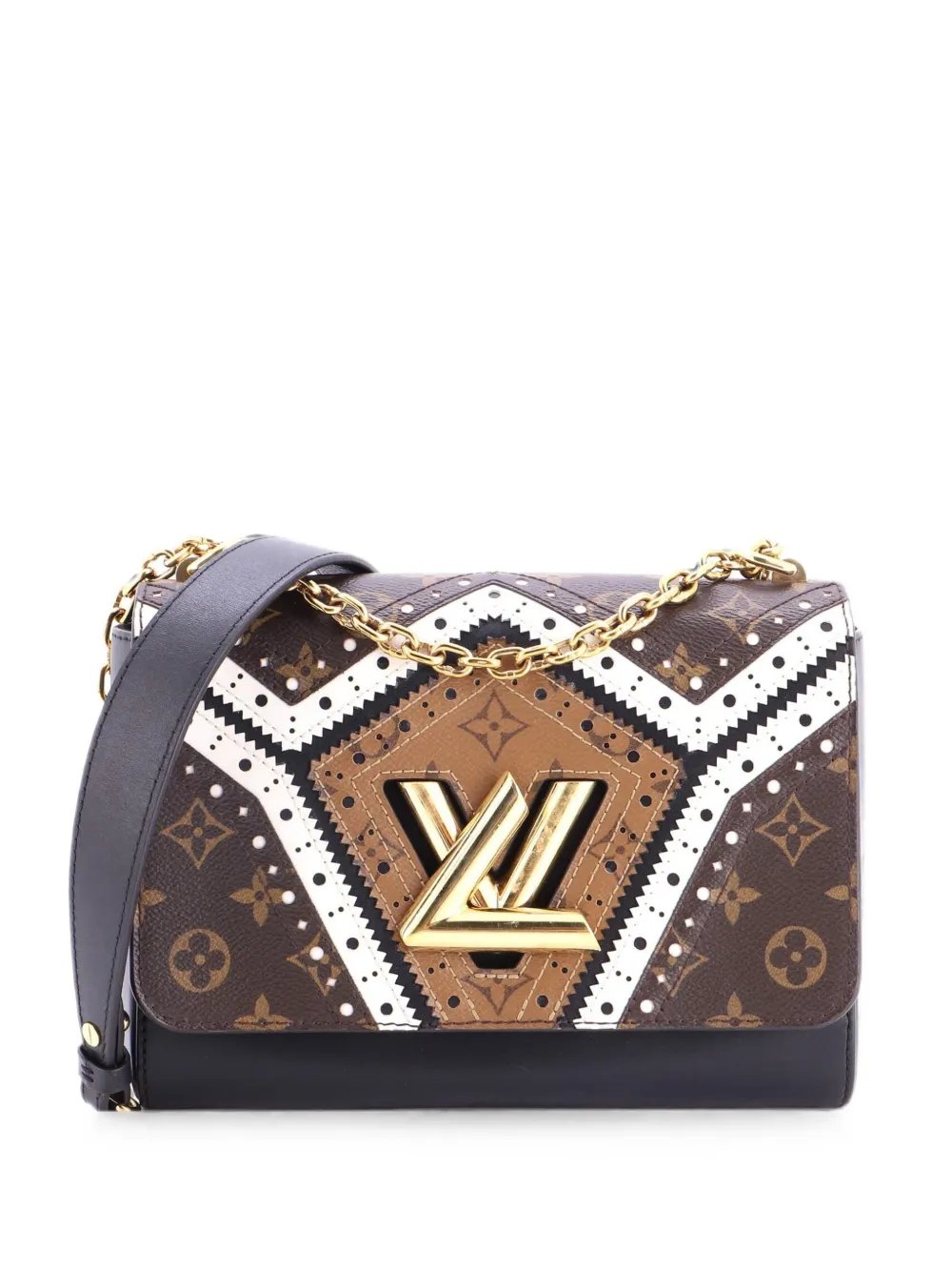 Twist Handbag Limited Edition Brogue Reverse Monogram Canvas and Leather MM shoulder bag