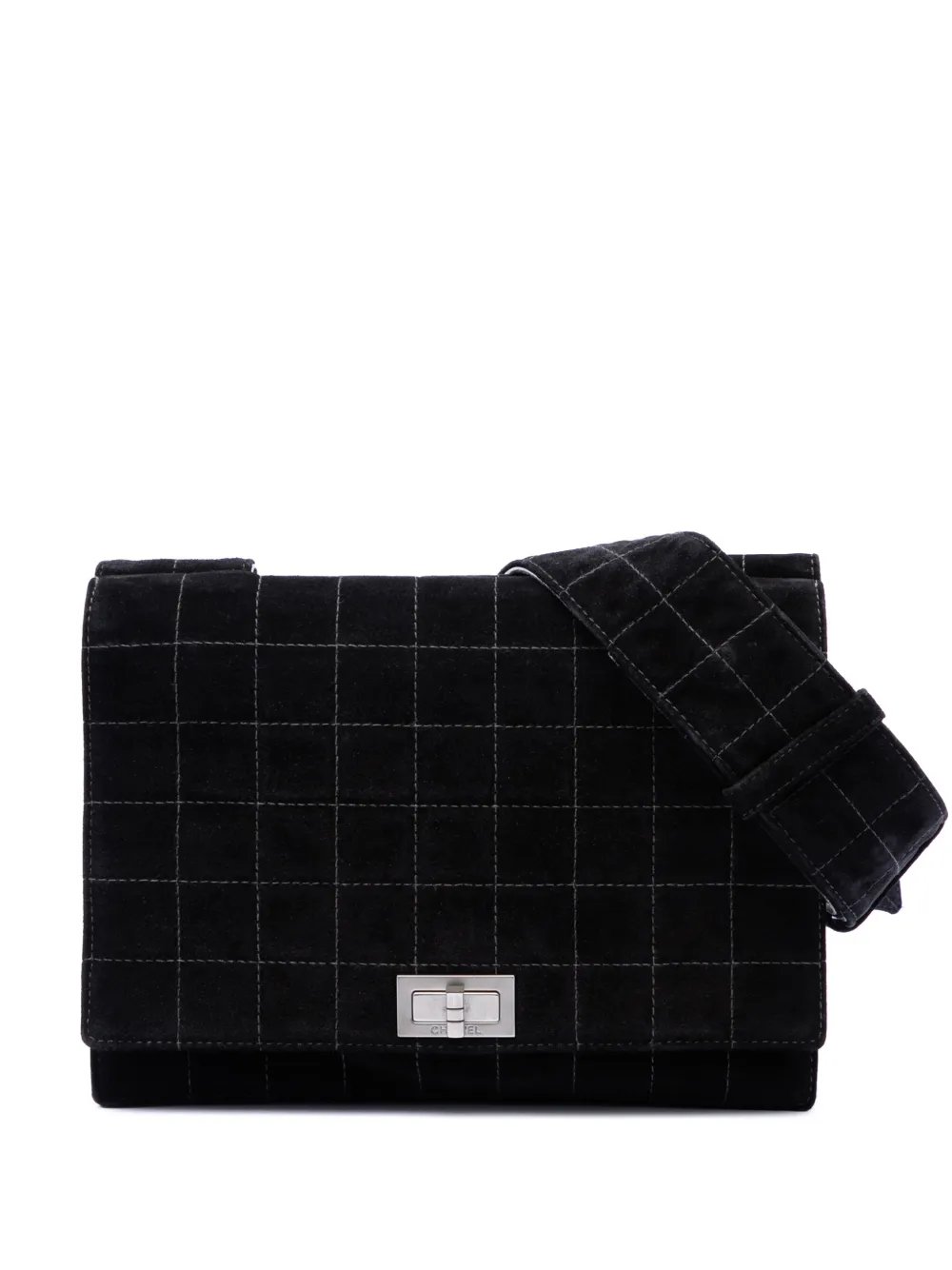 Chanel 2002-2003 Chocolate Bar Suede Reissue 2.55 Single Flap crossbody bag