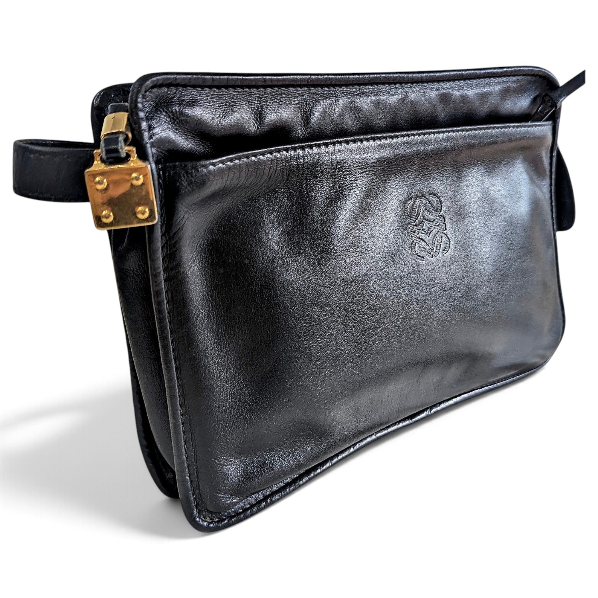 Leather clutch bag