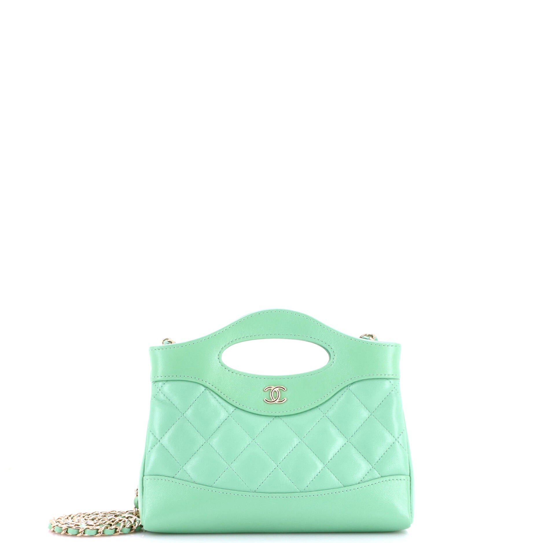 31 Shopping Bag Clutch with Chain Quilted Lambskin Small