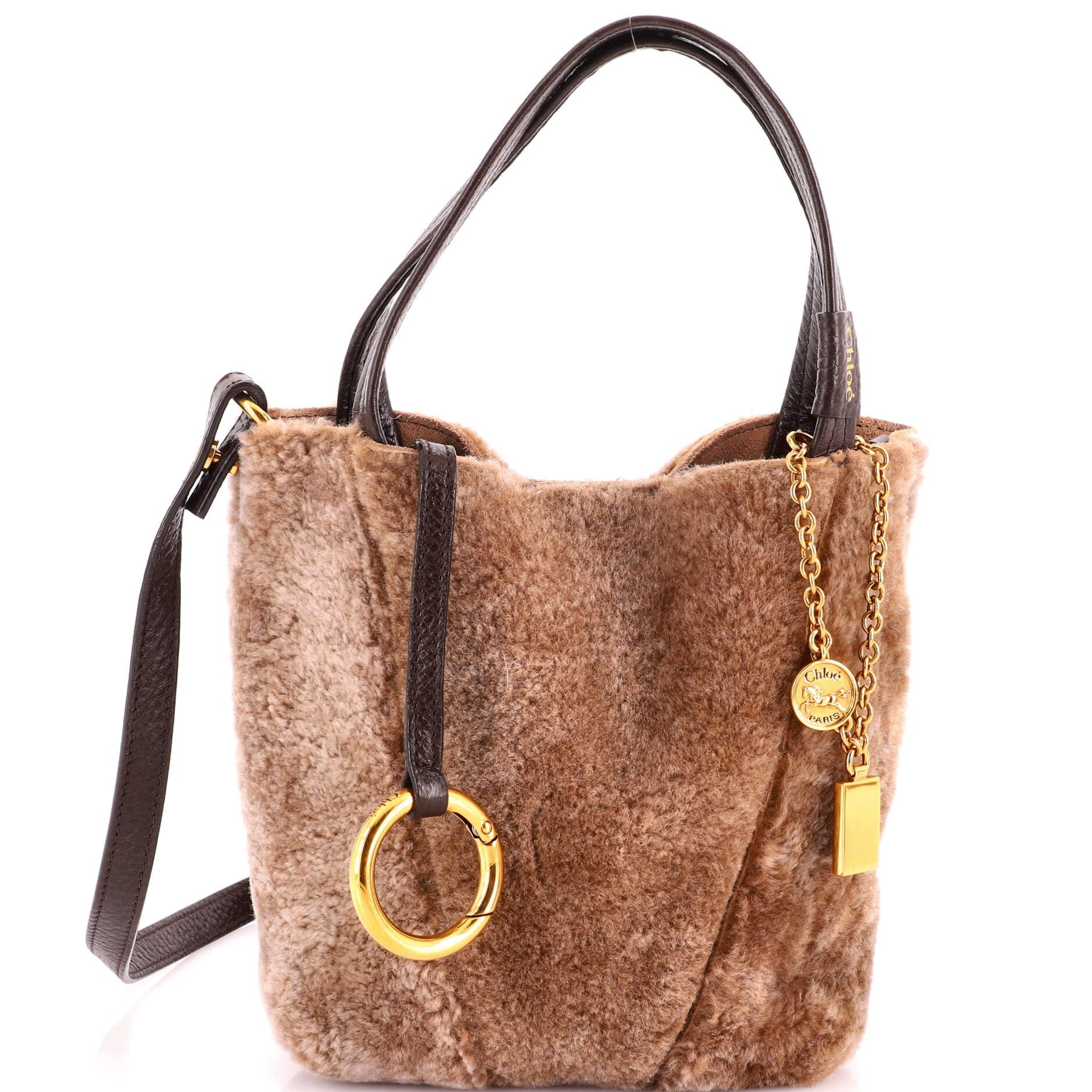 Spin Tote Shearling with Leather Small